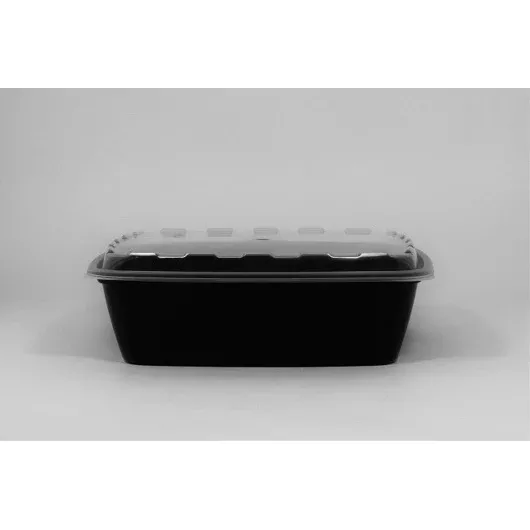 Cube Packaging Cubeware 64 Ounce Square Container Black Base with Clear Lid