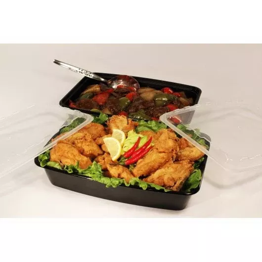 Cube Packaging Cubeware 84 Ounce Rectangular Black Container with Clear Lid