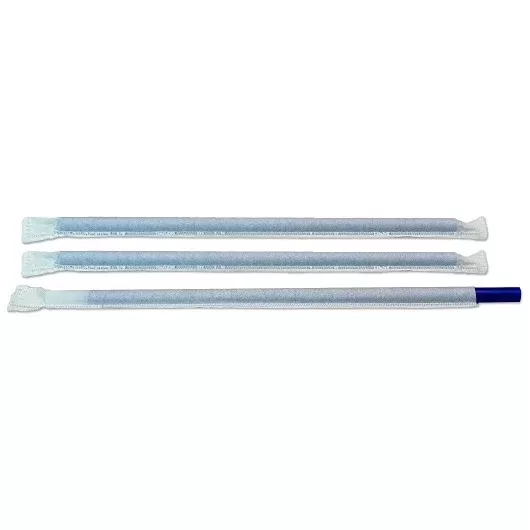 D & W Fine Pack 9" Giant Blue Straw Wrapped - 1200 Per Case