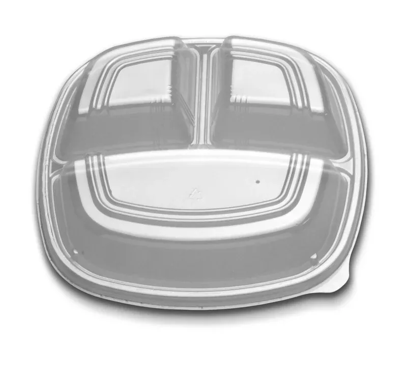 D & W Fine Pack Forum 10" Square Ps 3-Comp. High Dome Lid W/1 Vent - 160 Per Case