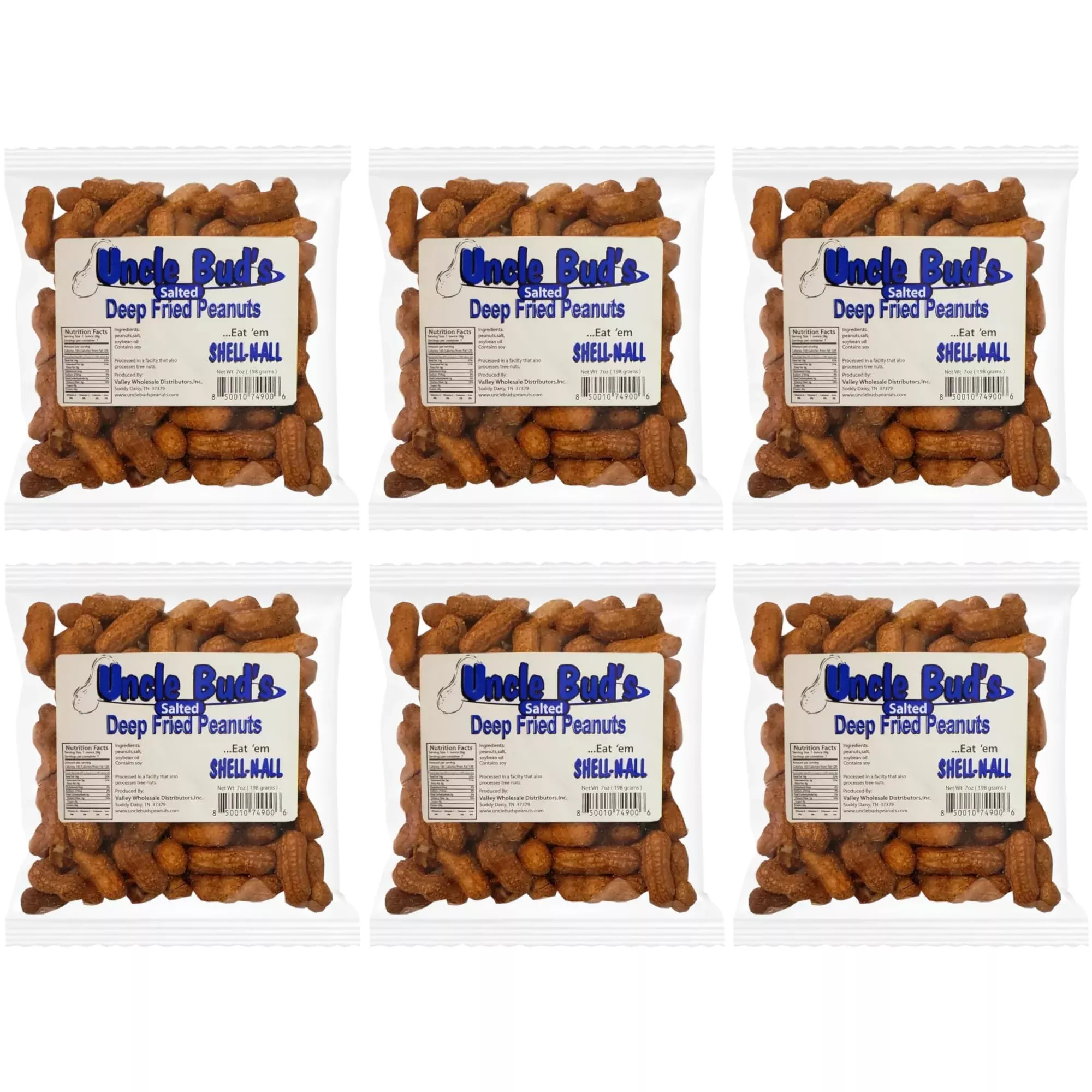 Deep Fried Peanuts -Eat Em Shell & All! (Salted) 6 Pack