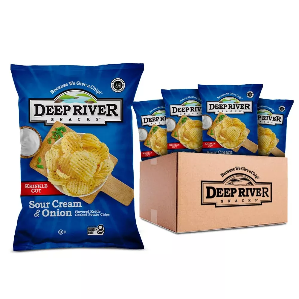 Deep River Snacks Krinkle Cut Chips, Sour Cream & Onion, 2 Ounce (Pack Of 24)