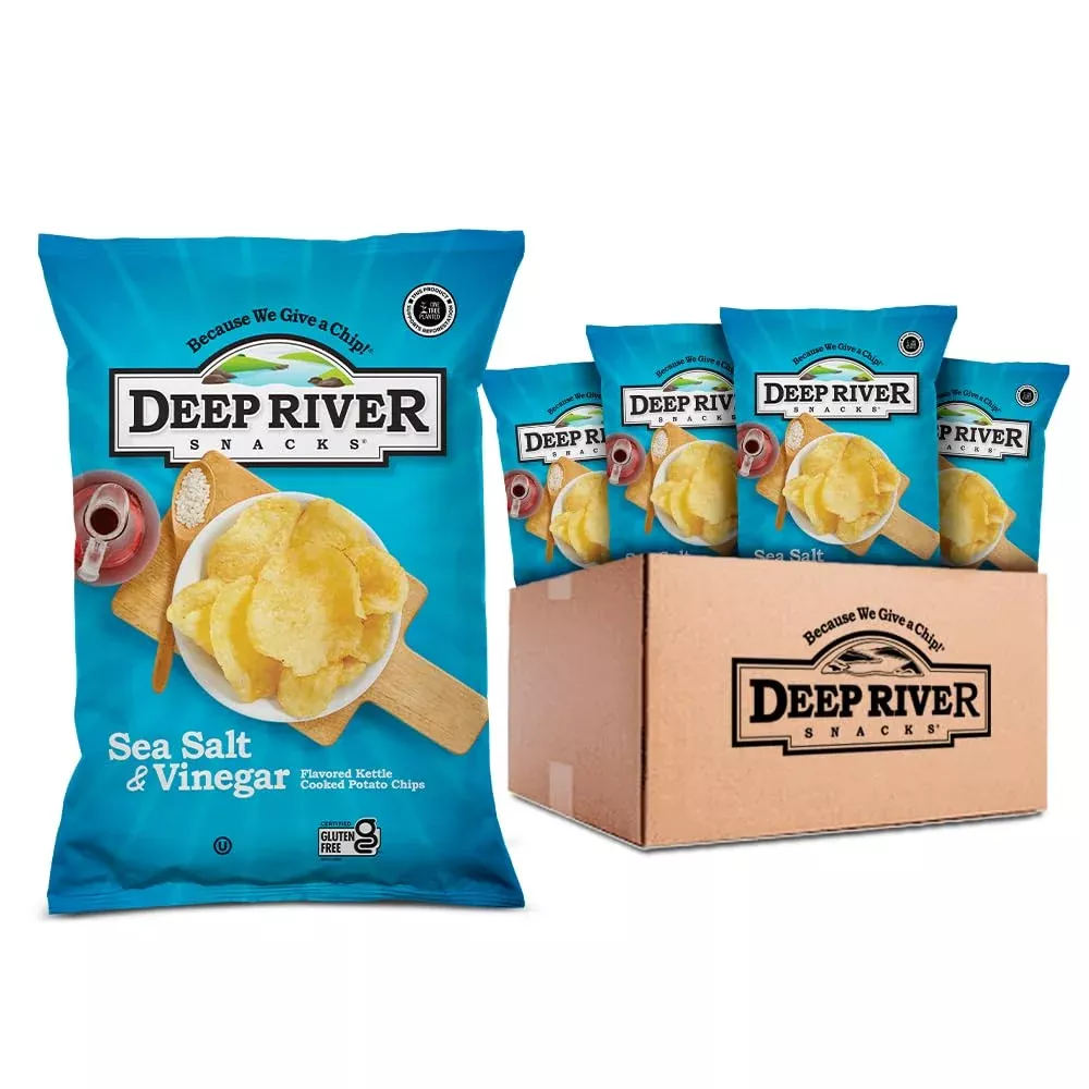 Deep River Snacks Sea Salt & Vinegar Kettle Cooked Potato Chips, 5 Ounce (Pack Of 12)