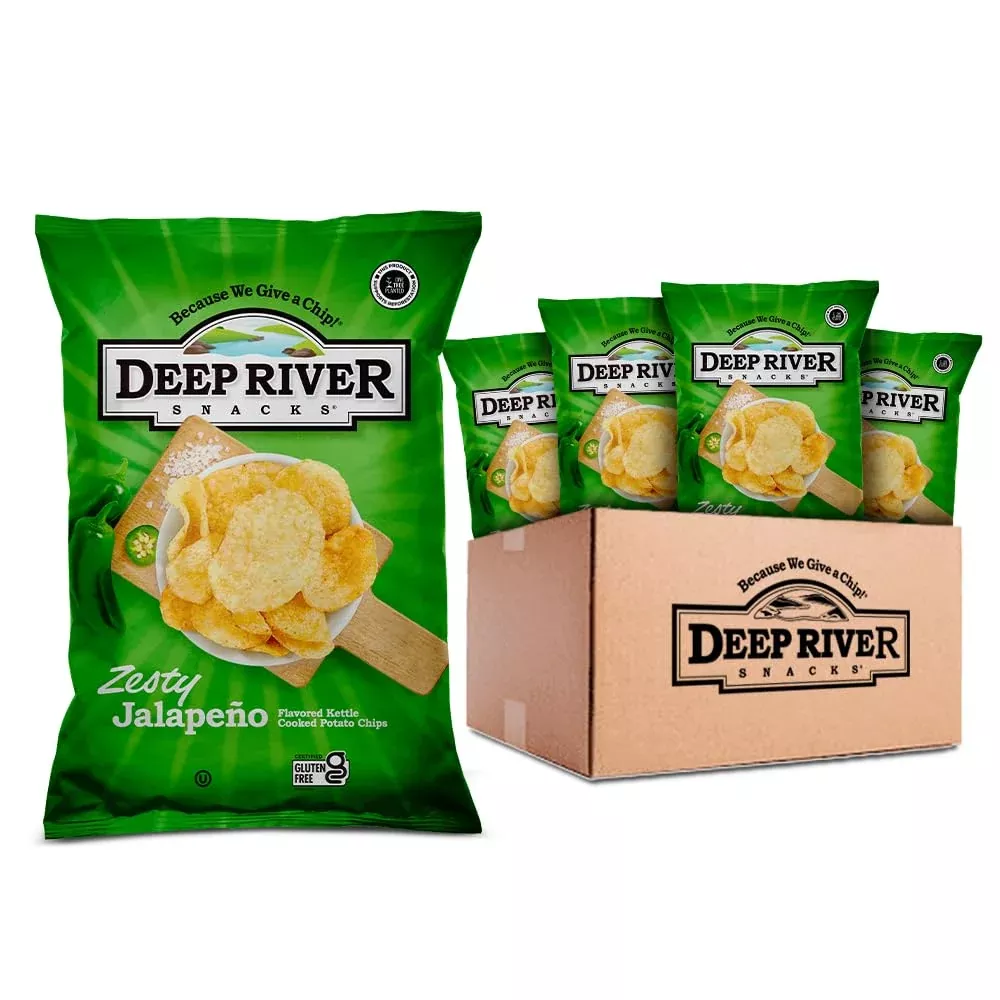 Deep River Snacks Zesty Jalapeno Kettle Cooked Potato Chips, 5-Ounce (Pack Of 12)