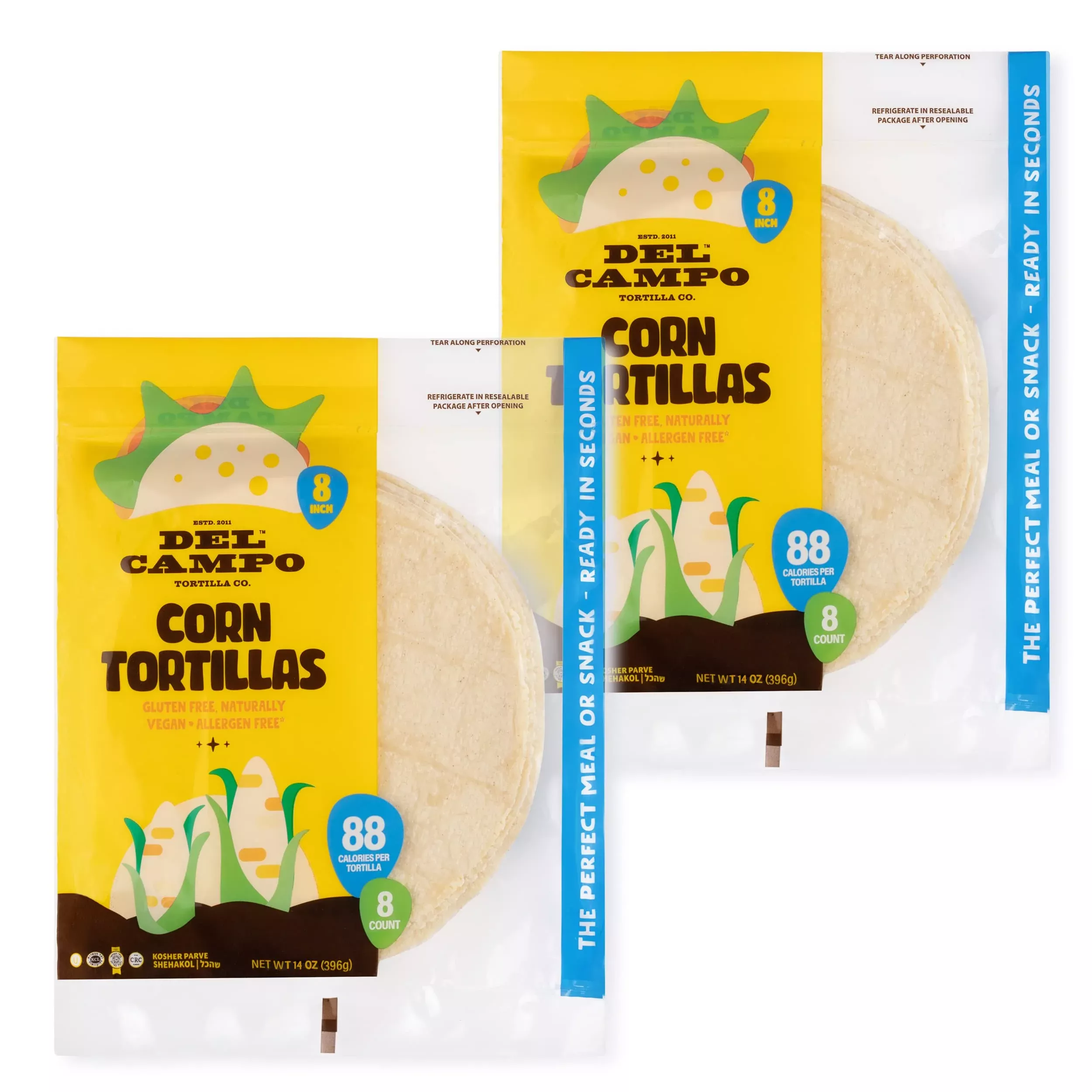 Del Campo Soft Corn Tortillas - 8 Inch Round, Gluten Free And All-Corn Authentic Mexican Food. Many Serving Options: Wraps, Taco