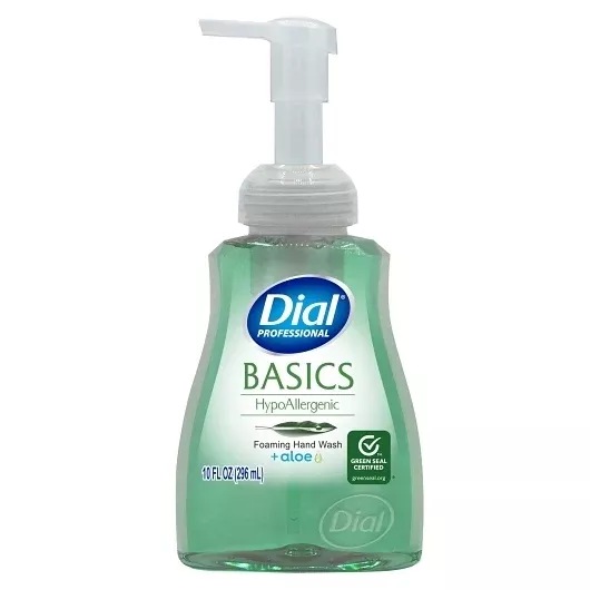 Dial Basics Hypoallergenic Foaming Hand Soap With Aloe, 10 Fluid Ounce, 8 Per Case