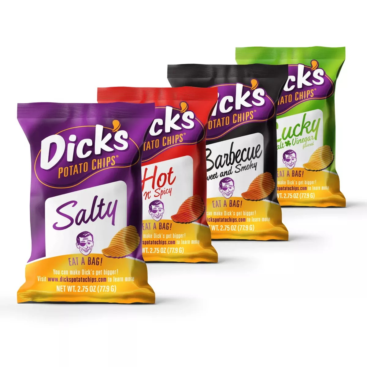 Dick's 4 Play Ripple Potato Chips Variety Pack — 2.75 oz Bags, Case of 16