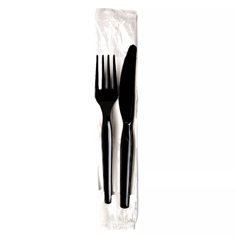 Dixie Products Dixie(r) 3-Pc Heavy-weight Polystyrene Disposable Plastic Wrapped Cutlery Kits (fork Knife & Napkin - 500 Count - 1 Per Case