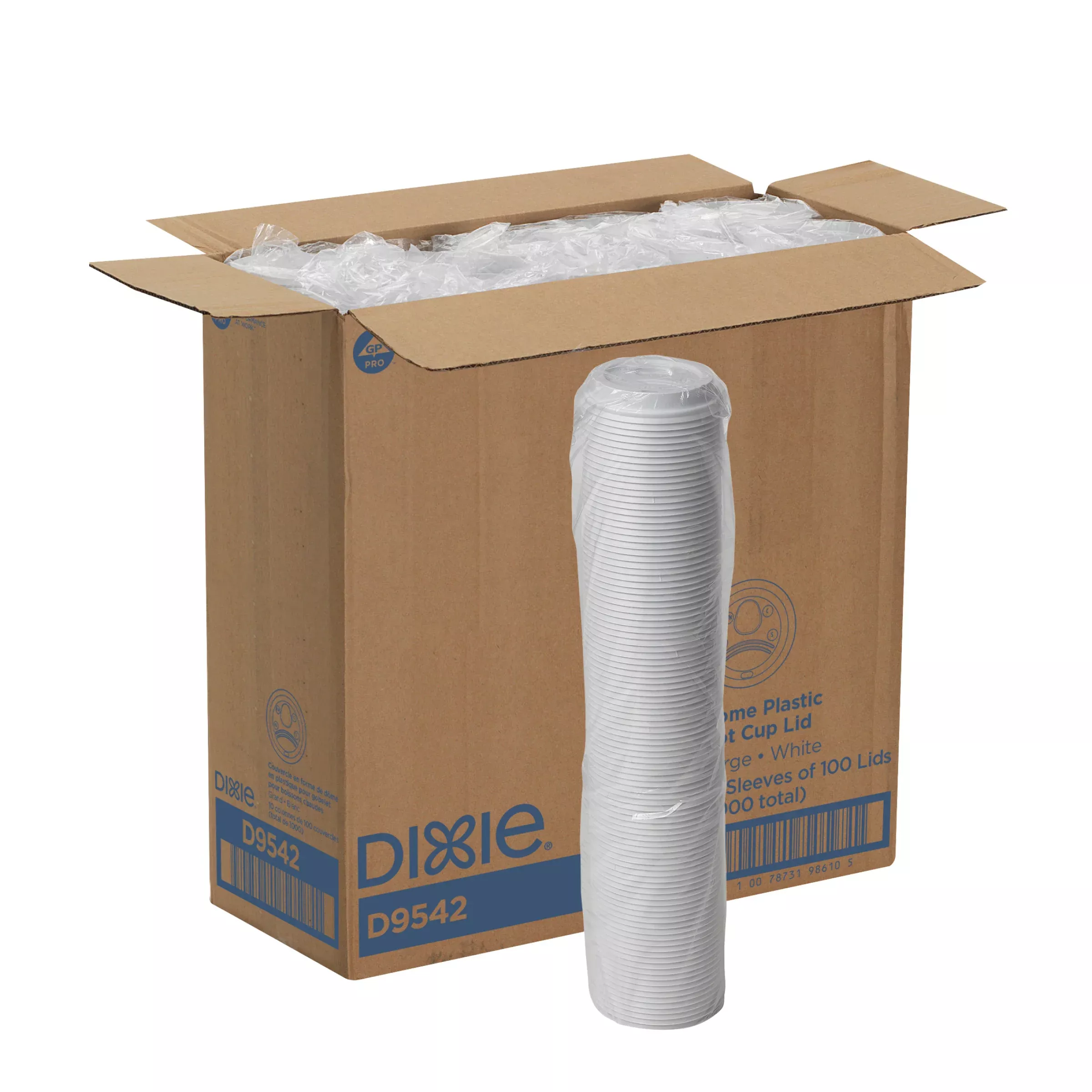 Dixie Products Dixie(r) Dome Plastic Hot Cup Lids Large 10 20 Ounce White 10 Packs / 100 Count Per Pack