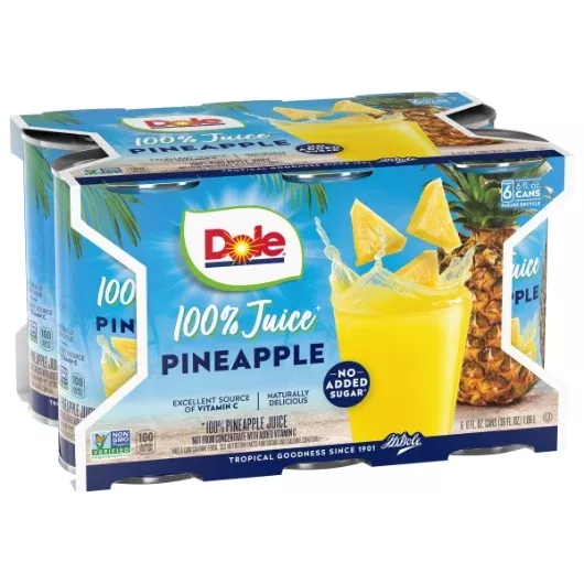 Dole 100% Pineapple Juice 6 Ounce Size - 48 Per Case