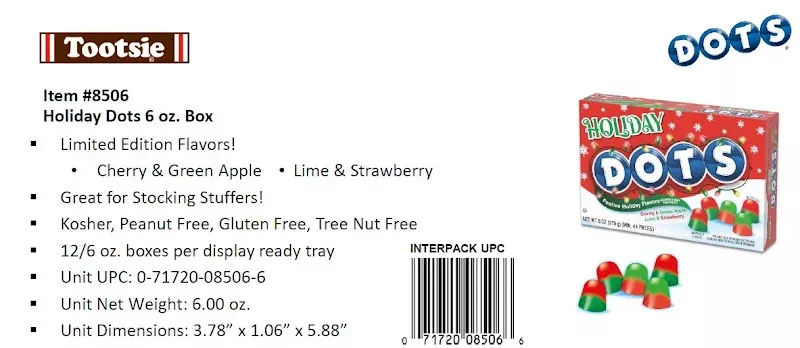 Dots Holiday Gumdrops Assorted Flavors - 6 oz 12ct