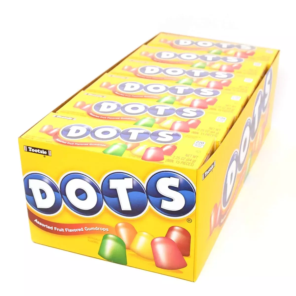 Dots Individually Wrapped Candy - Original Gummy Candy Flavors - Cherry, Lime, Orange, Lemon & Strawberry - Gluten Free, Kosher & Peanut Free Gumdrops - Bulk 24Ct, 2.2Oz Dots Candy Boxes