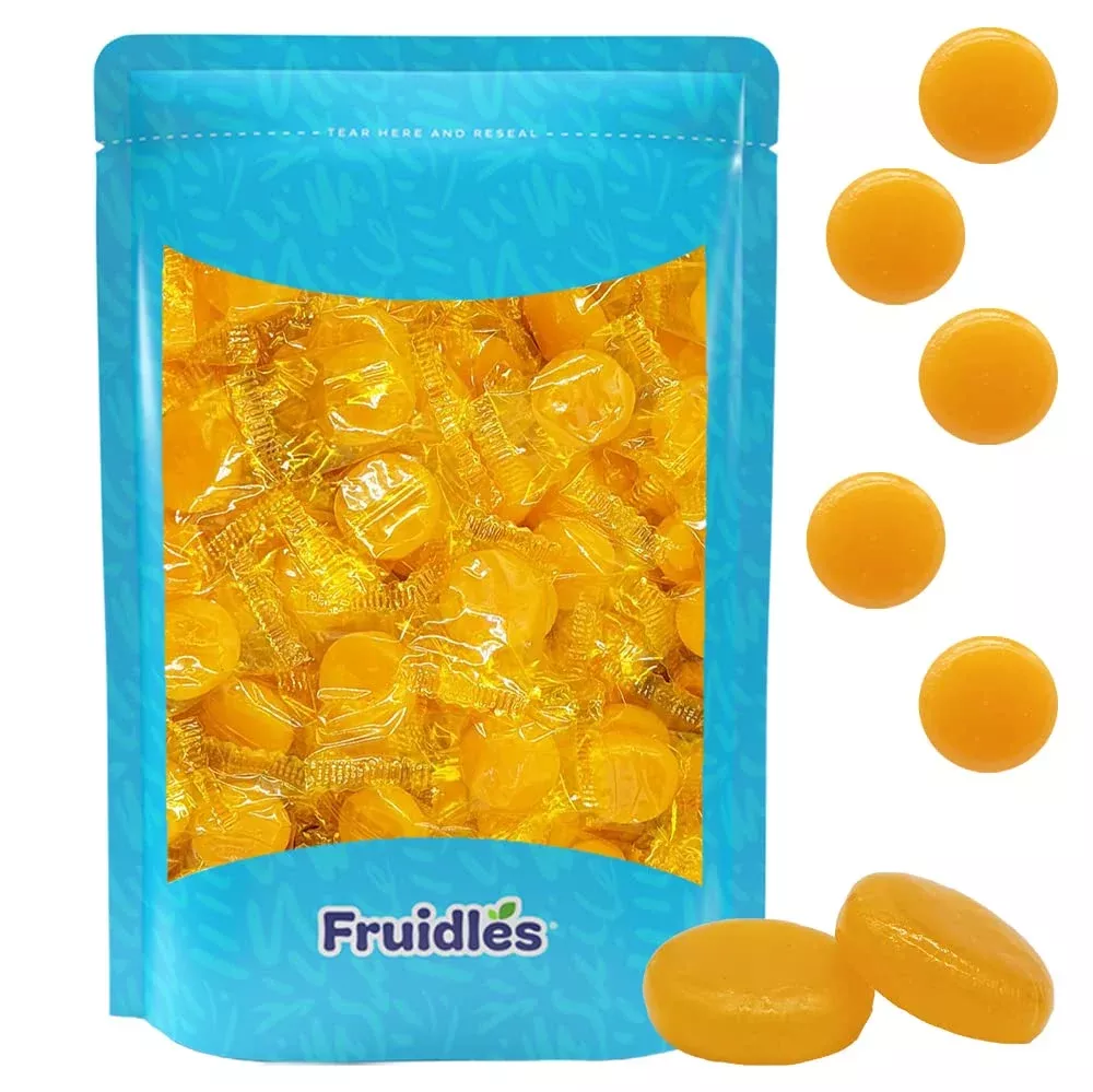 The Dreidel Company Butterscotch Button Round Hard Candy, 80 Individually Wrapped, 1 Pound