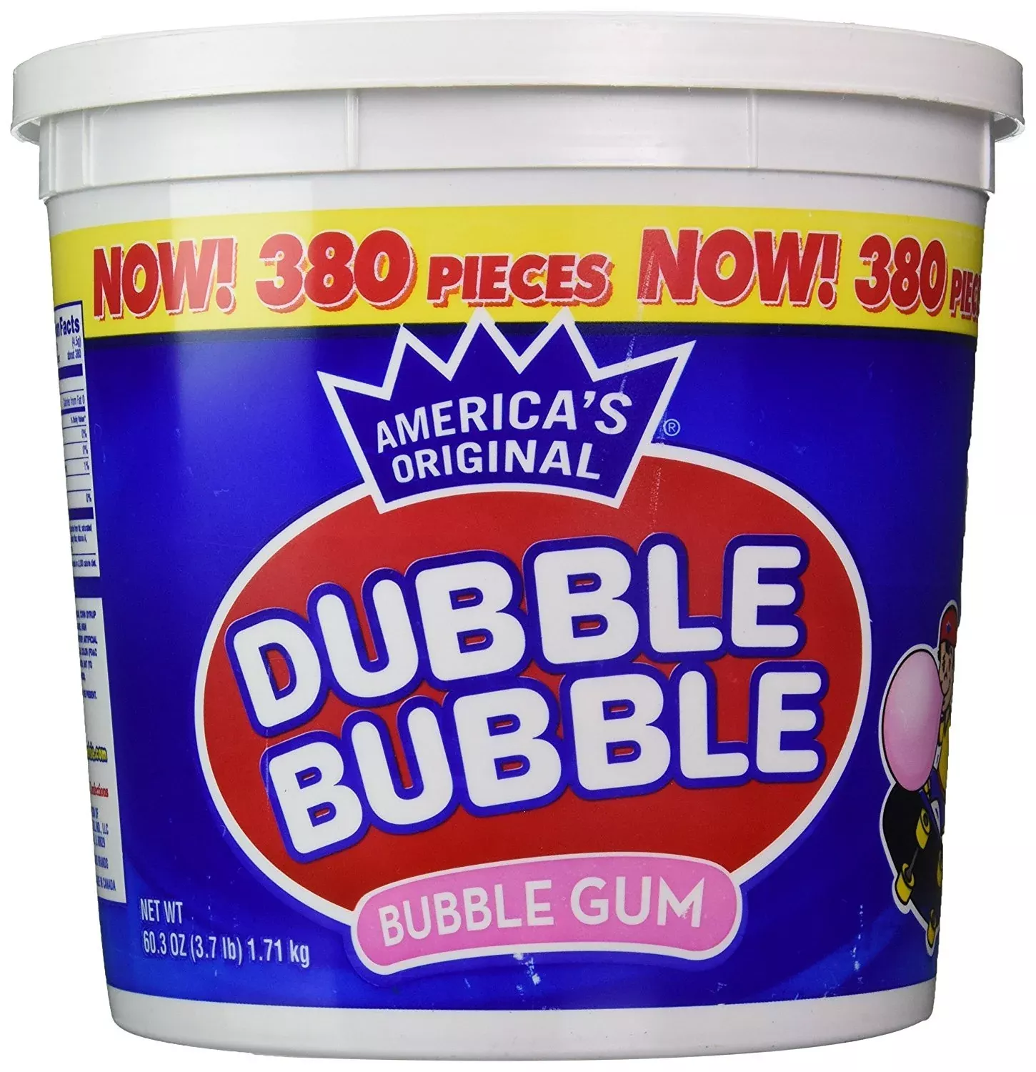 Dubble Bubble Tub, Original Flavor, 380-Count, 60.3 Oz(3.7 Lb)