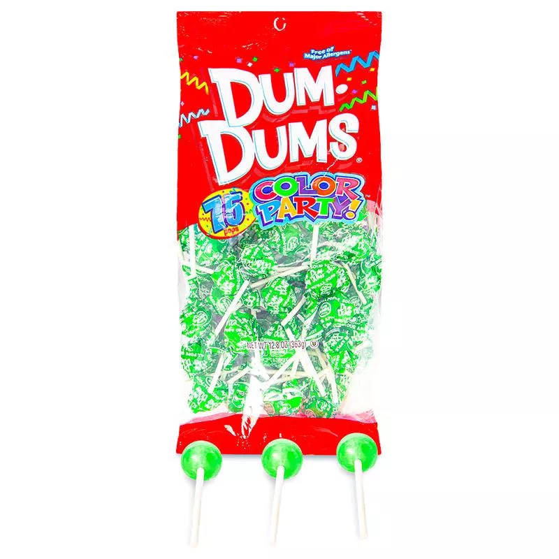 Dum Dums Lollipops - Green Party Pops - Sour Apple 75 CT