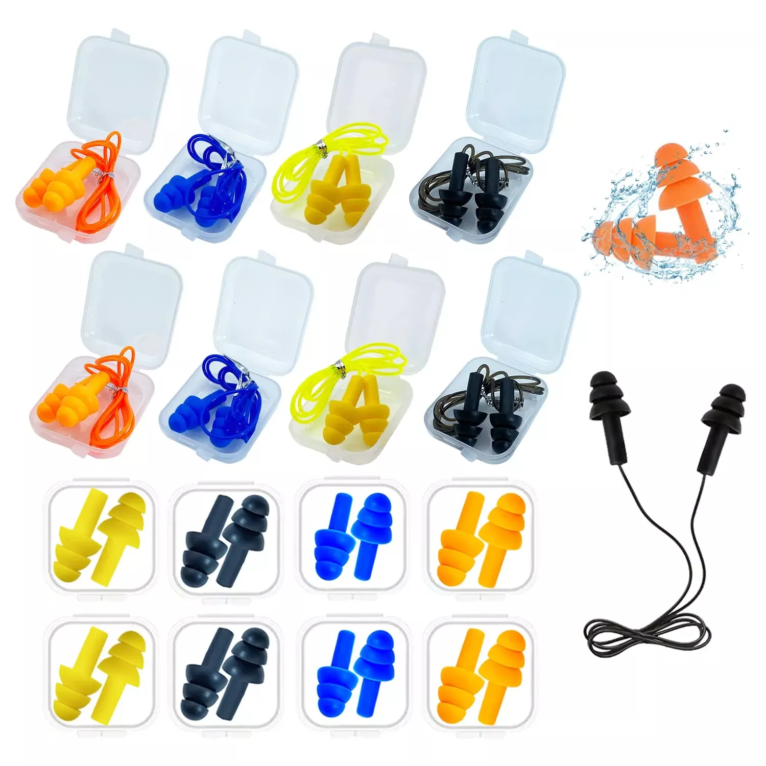 Ear Plugs For Sleeping,16 Pairs Noise Canceling Soft Reusable Silicone