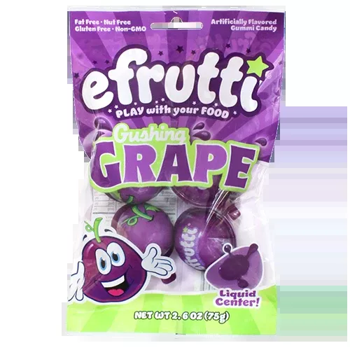 efrutti Gushing Grape Gummi Candy 2.6 oz. Bag