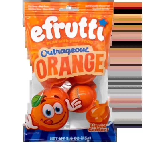 efrutti Outrageous Orange Gummi Candy 2.6 oz. Bag