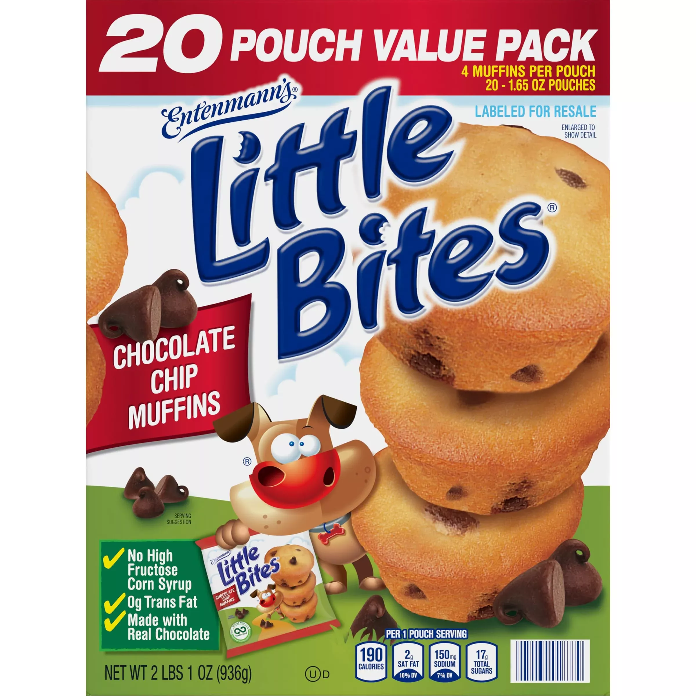 Entenmann'S Little Bites Chocolate Chip (Value Pack) Mini Muffins, 20 Packs, 33 Oz