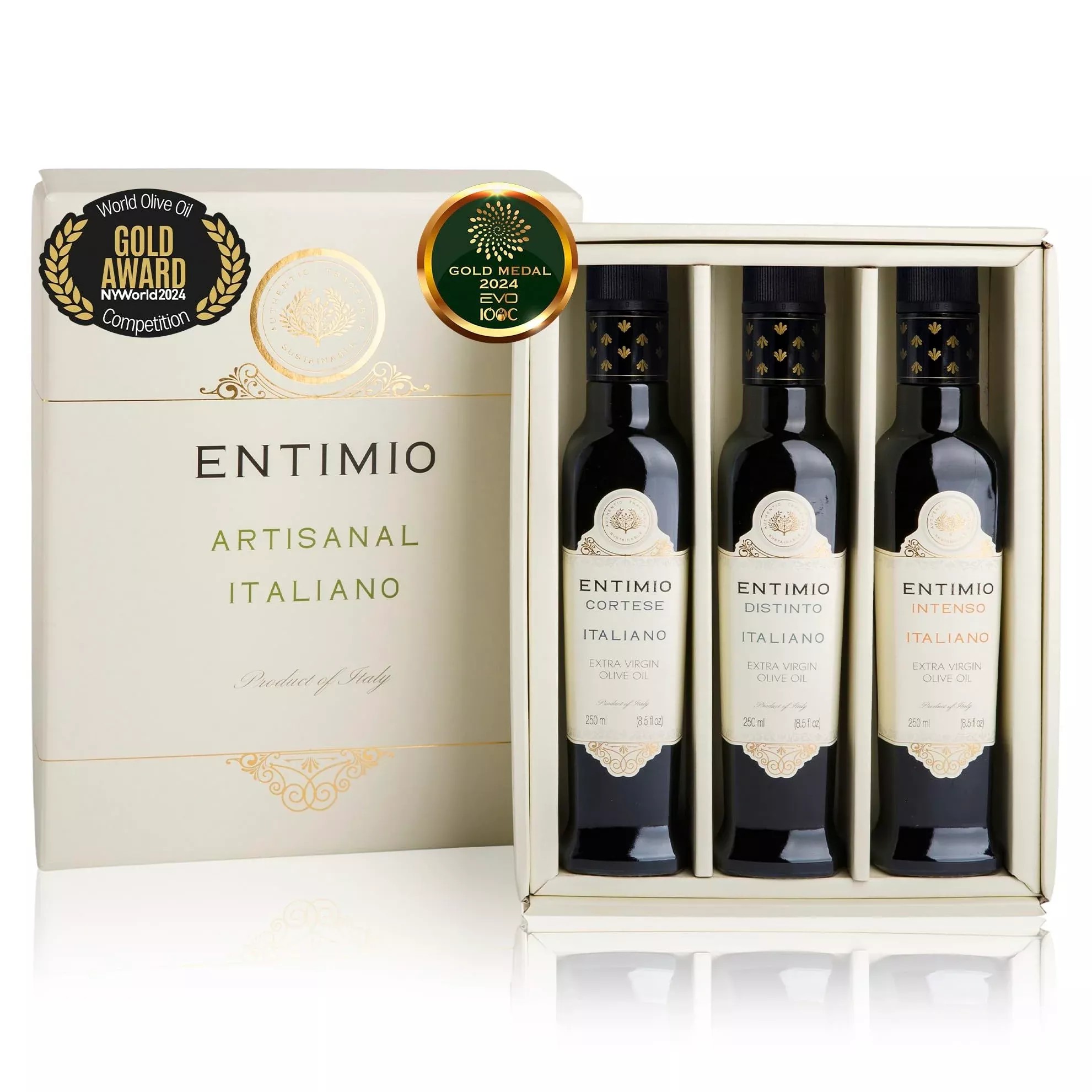 Entimio Collection - Tuscany Extra Virgin Olive Oil Organic Gift Set, 2024 Gold Winner Italian Olive Oils From Italy, 400+ To 60