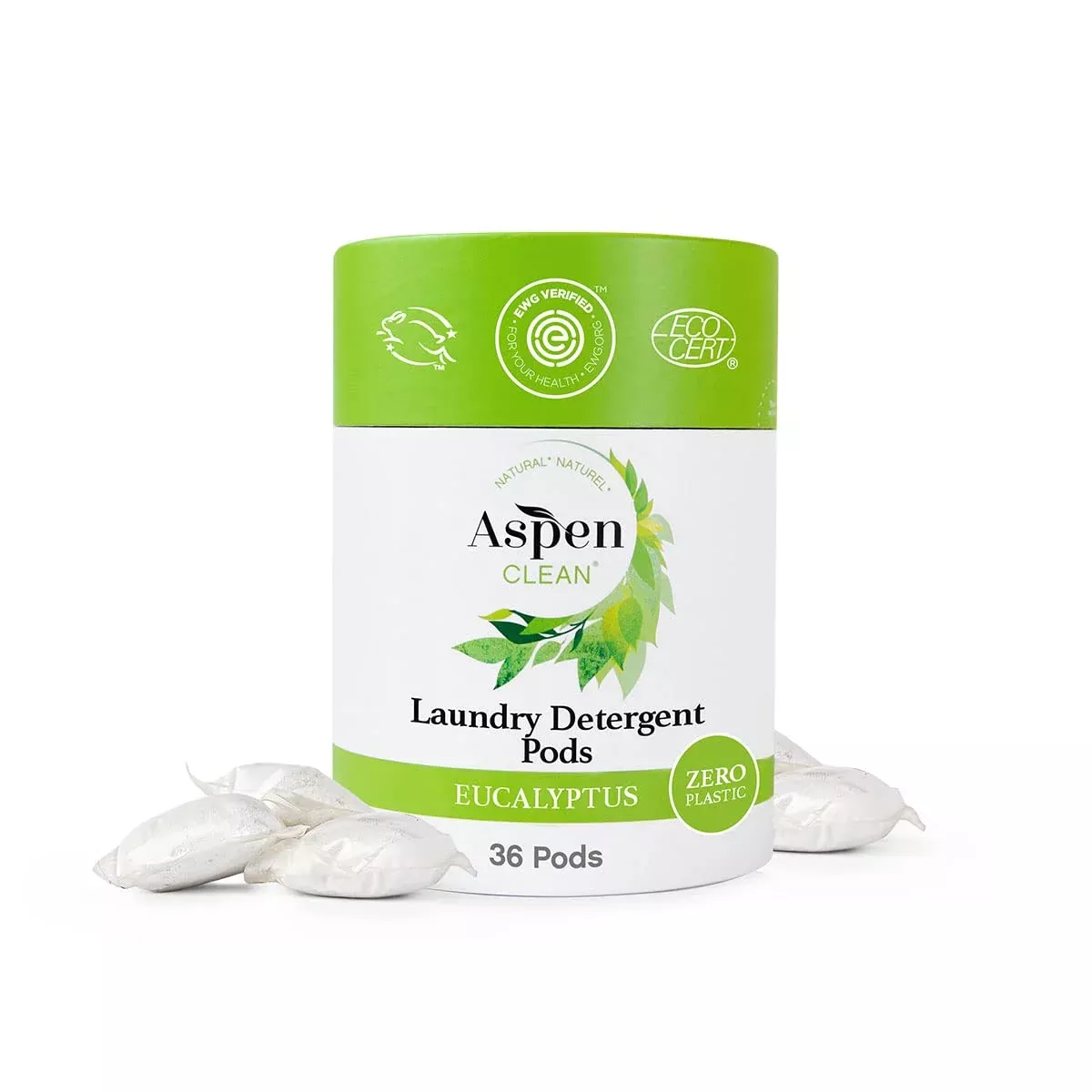 Eucalyptus Laundry Pods By Aspenclean, New And Improved Packaging, Zero Plastic, Vegan, Hypoallergenic Natural Laundry Detergent