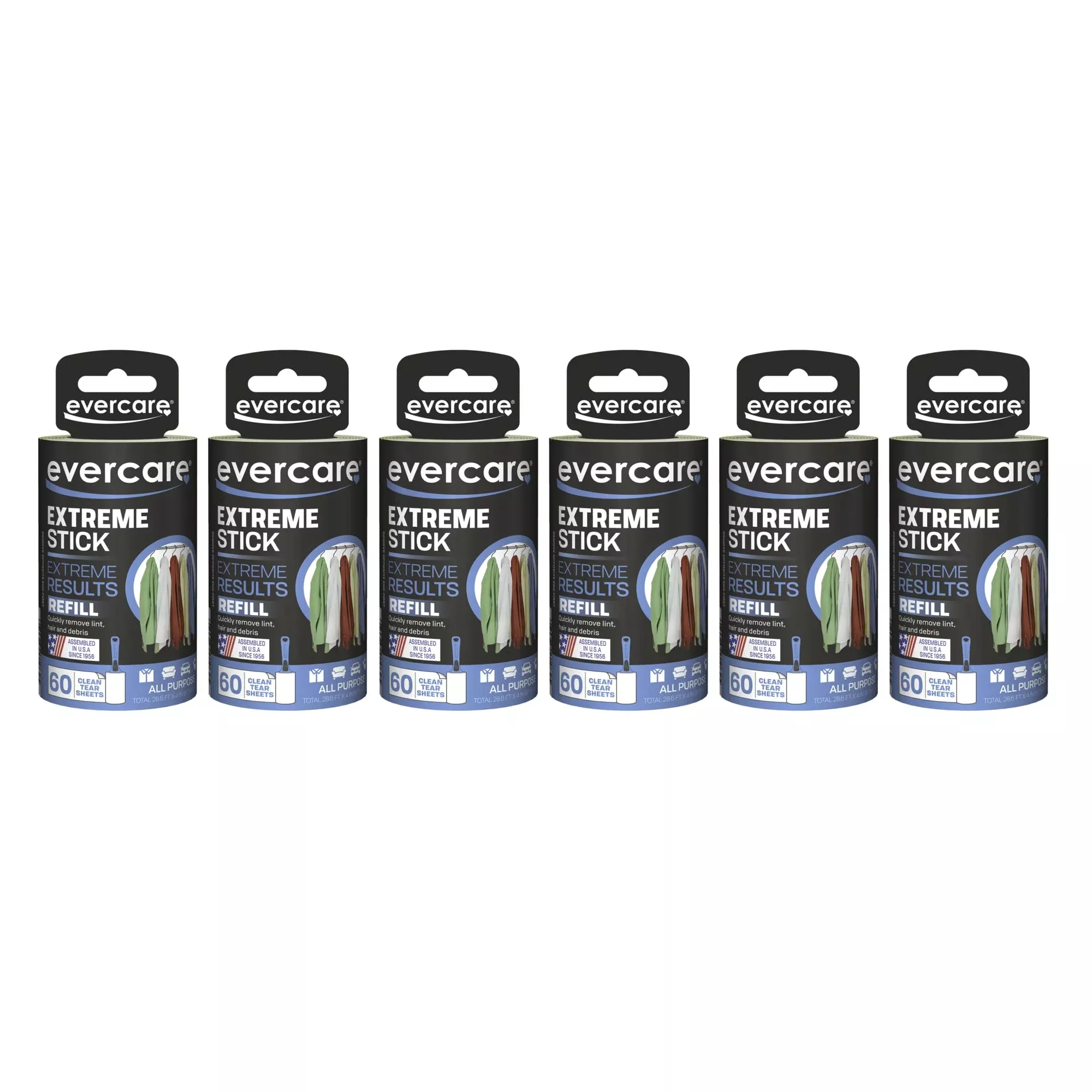 Evercare Extreme Stick, Standard Lint Roller Refill, 6 X 60 Sheet Roll (360 Total Sheets)