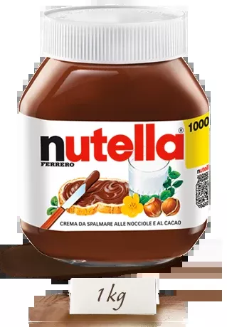 Ferrero Nutella Made in Italy, 1000g (1kg) Glass Jar