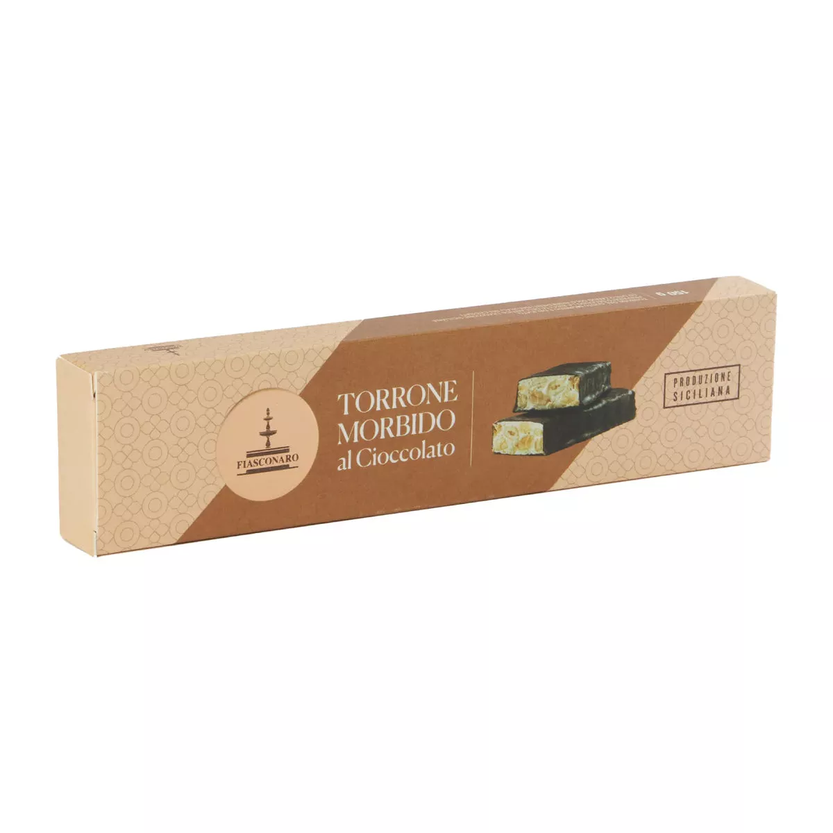Fiasconaro Torrone Covered w / Dark Chocolate, Soft Nougat, 5.29 oz | 150g