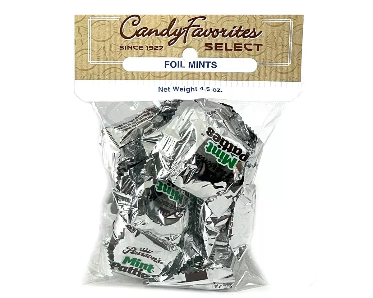 Foil Mint Patties "Select Label" 4.5 oz. Peg Bags - 8 / Box