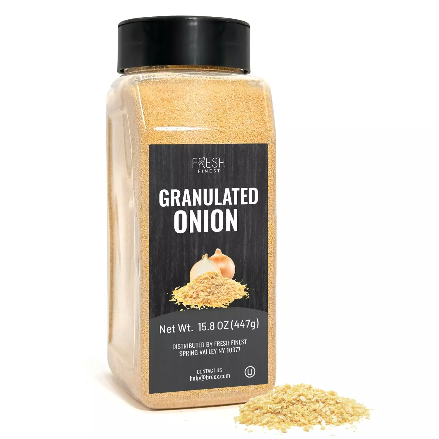 Fresh Finest Granulated Onion 15.5Oz - Premium Onion Powder - All-Natural, Non-Gmo, Gluten-Free, Kosher - Perfect For Cooking, S