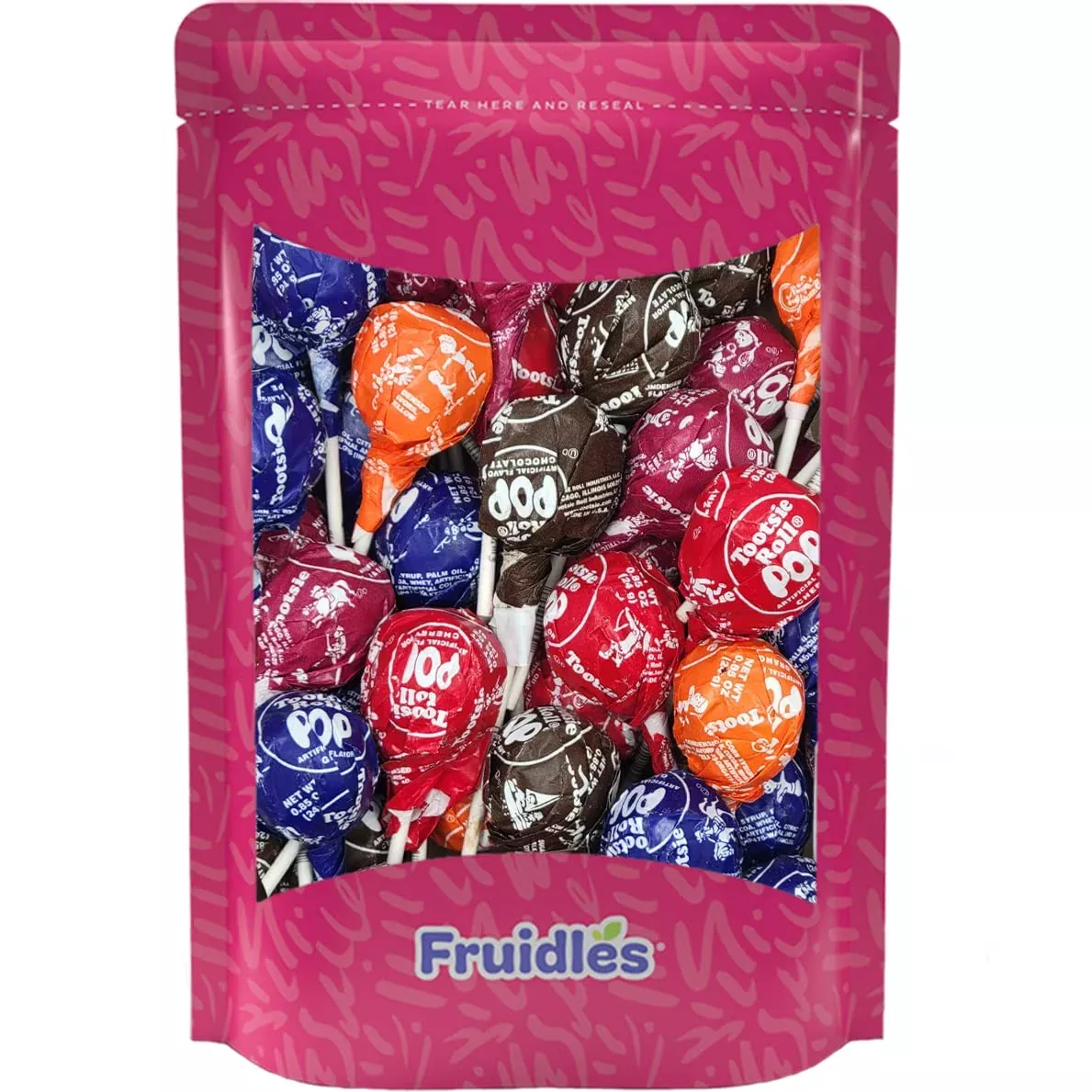 Fruidles Tootsie Giant Pops Lollipops Suckers, Assorted Flavors, Kosher Certified Dairy, Individually Wrapped (16-Pack)