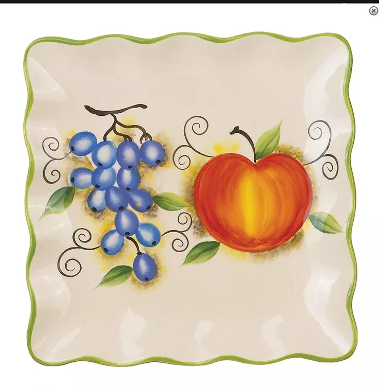 Fruit Design Square Plate, 11"
