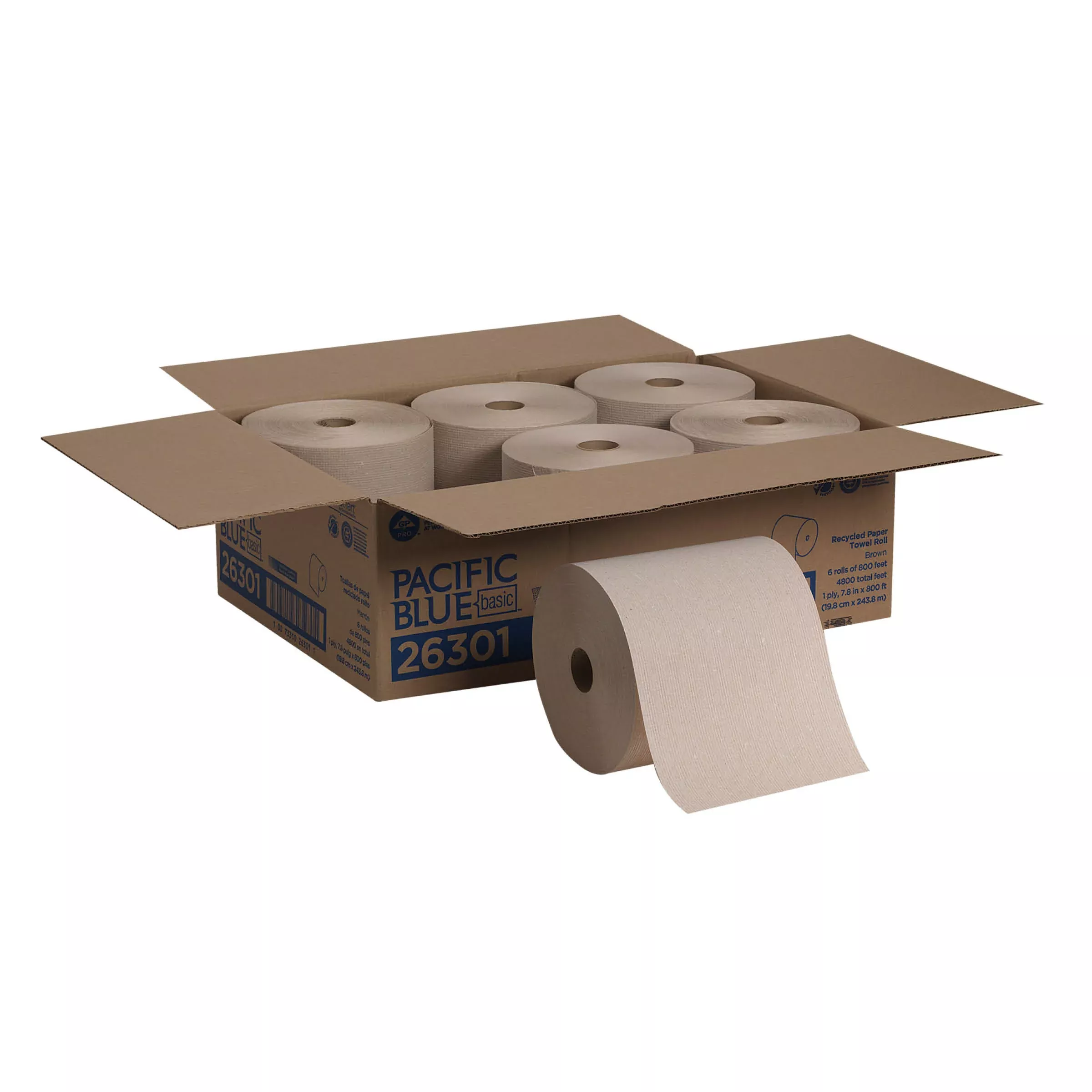 Georgia Pacific Commercial Pacific Blue Basic(r) Recycled Hardwound Paper Towel Roll By Gp Pro (georgia-pacific) Brown 6 Roll - 1 Count - 6 Per Case