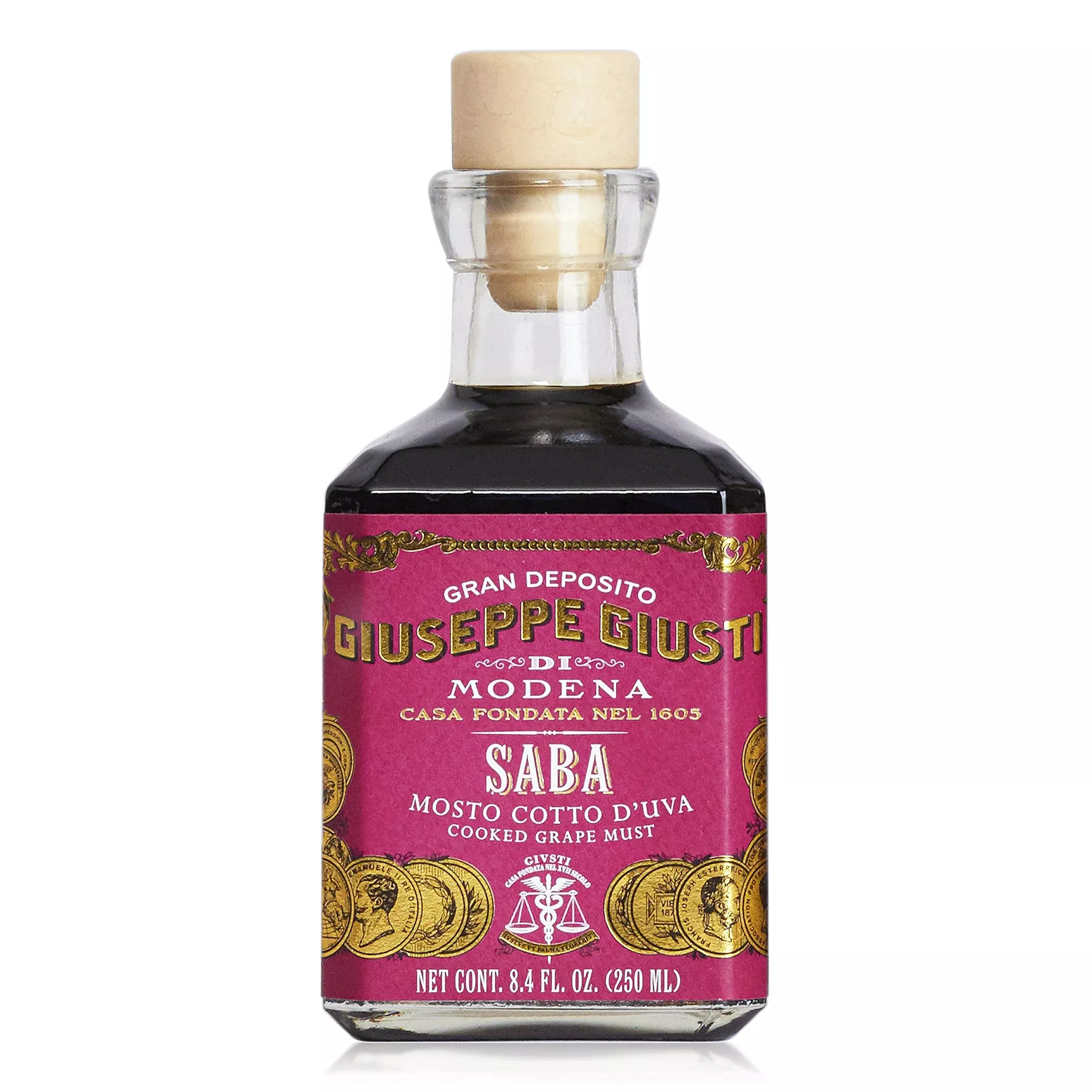 Giuseppe Giusti Saba - Italian Saba Cooked Grape Must Made In Modena, Italy - Gourmet Gift, Sweet And Fruity Flavor, 250Ml Bottl