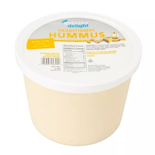 Grecian Delight Refrigerated Traditional Hummus 4 Pound Each - 2 Per Case