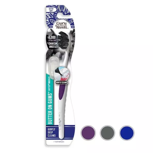 Gurunanda Butter On Gums Charcoal Toothbrush - 8,000+ Softex Bristles