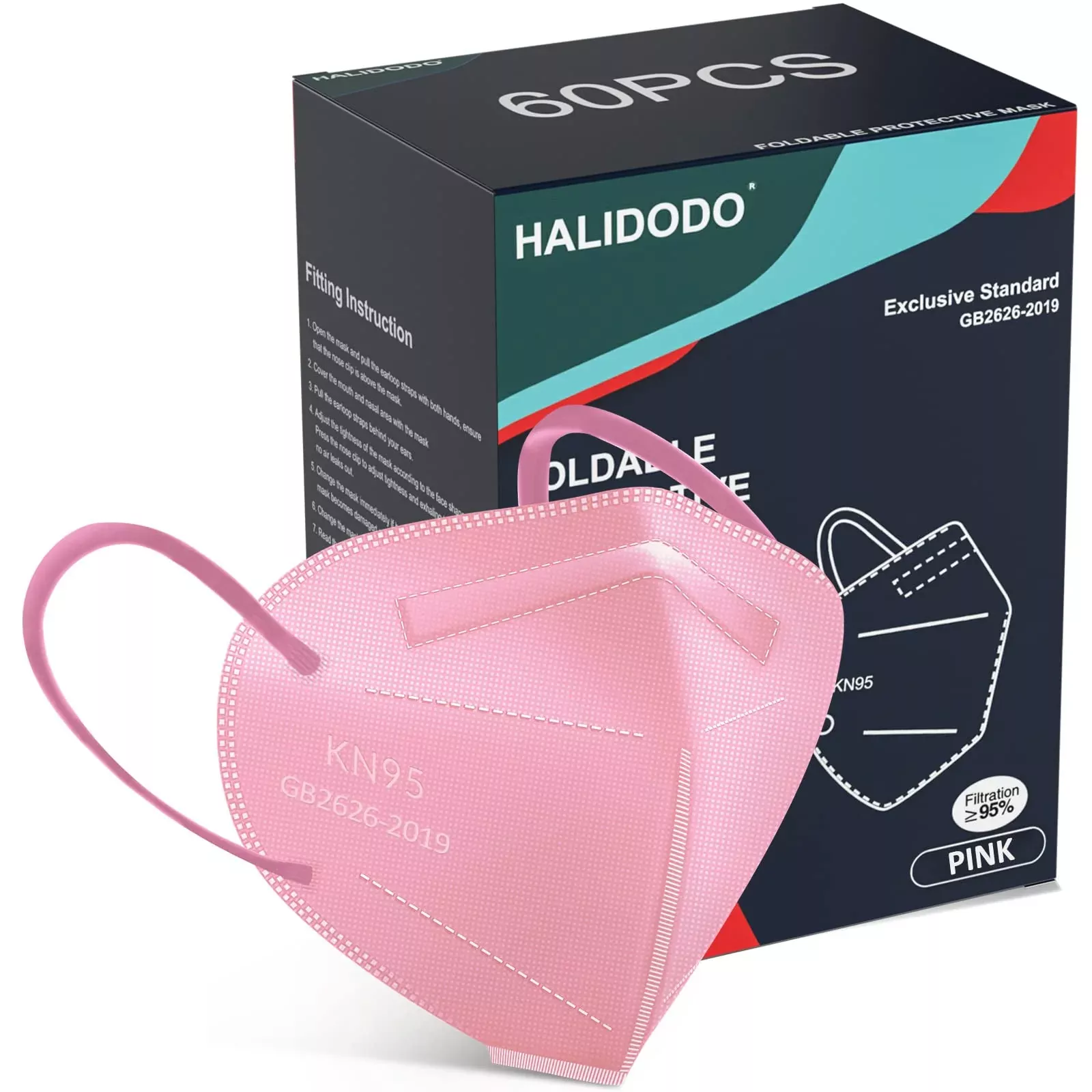 Halidodo Kn95 Face Mask, 5-Ply Breathable Comfortable Safety Mask (Pin