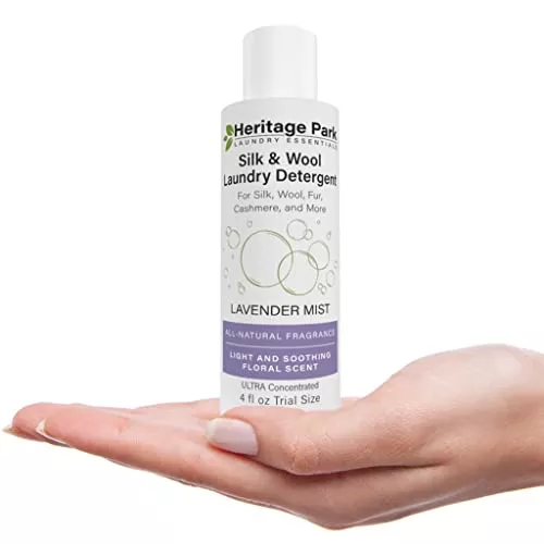 Heritage Park Silk & Wool All-Natural Lavender Mist Scent, Ph-Neutral Laundry Detergent - Enzymes-Free, Ultra Concentrated (4 Fl