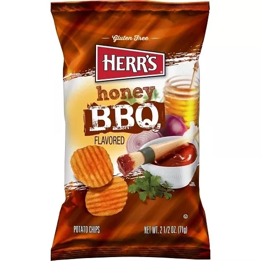 Herrs Kettle Cooked Honey BBQ Potato Chips 2.5oz 12ct