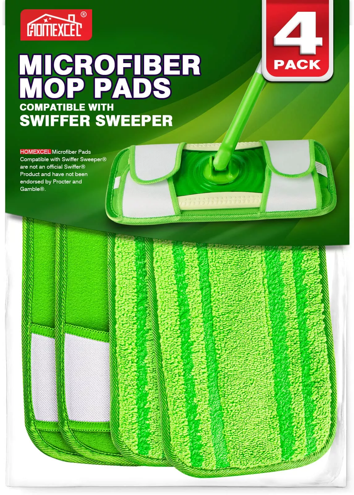 Homexcel Microfiber Mop Pads Compatible With Swiffer Sweeper Mops, Reu