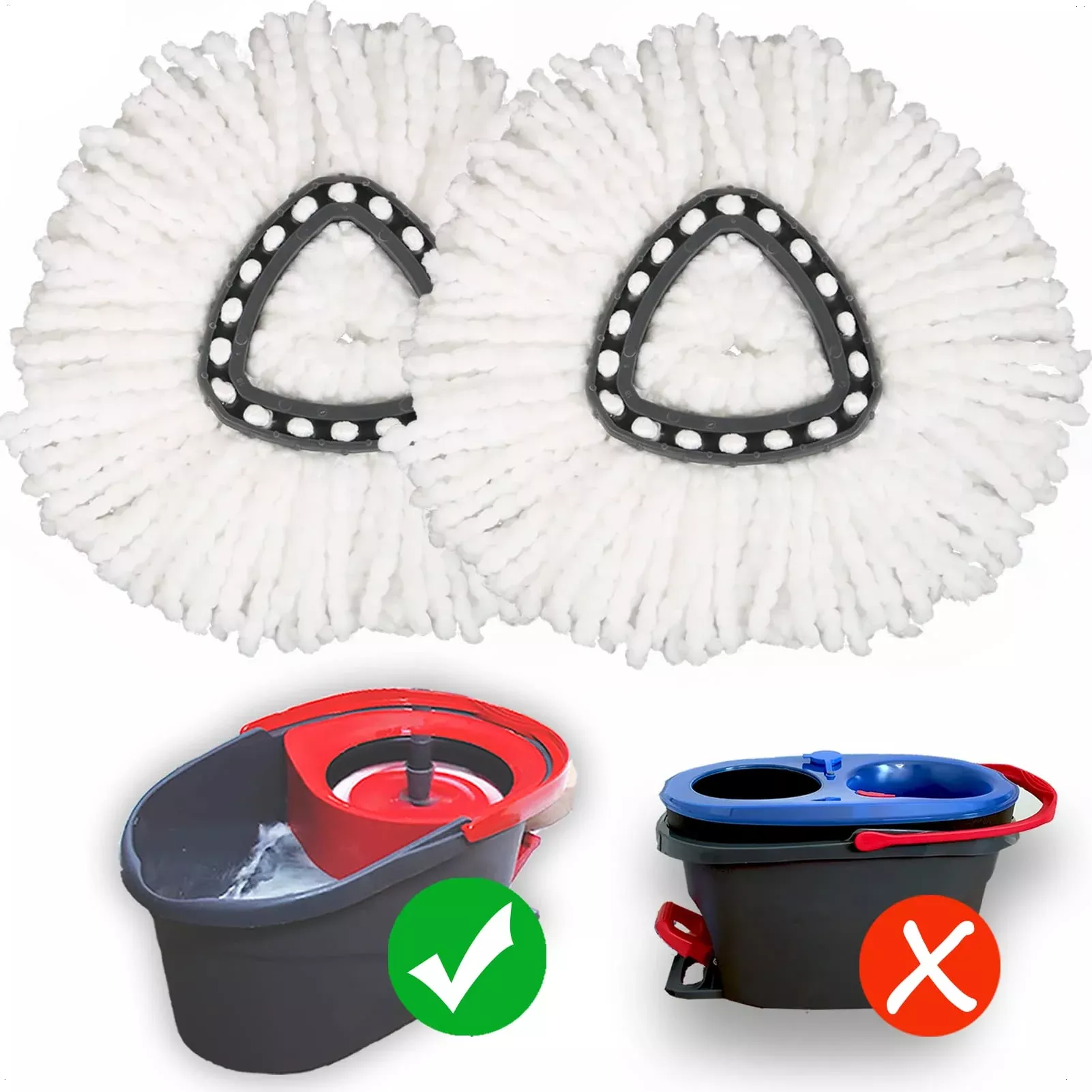 Homsis 2 Pack Mop Replace Head Compatible With Ocedar Easy Wring Spin