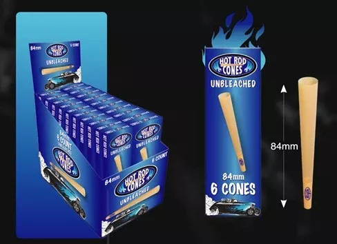 Hot Rod Cone Rolling Papers Unbleached - 84mm 6ct