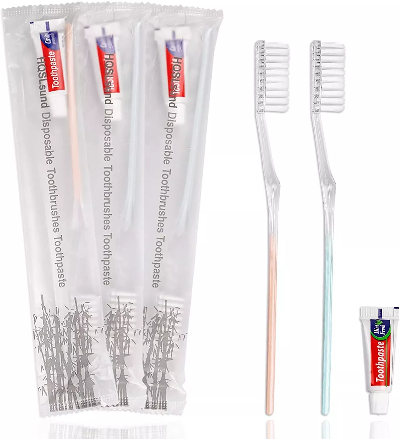 Hqslsund 200 Pack Travel Toothbrushes With Toothpaste, Individually Wr