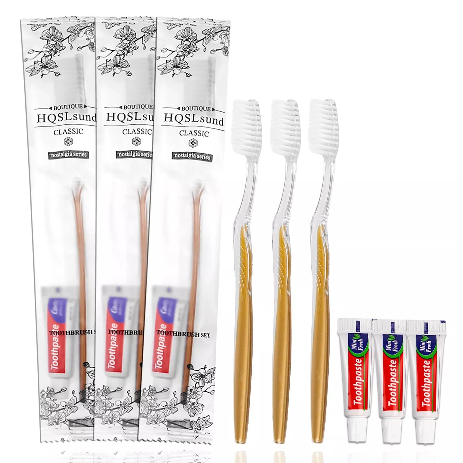 Hqslsund 50 Pack Disposable Toothbrushes With Toothpaste Individually