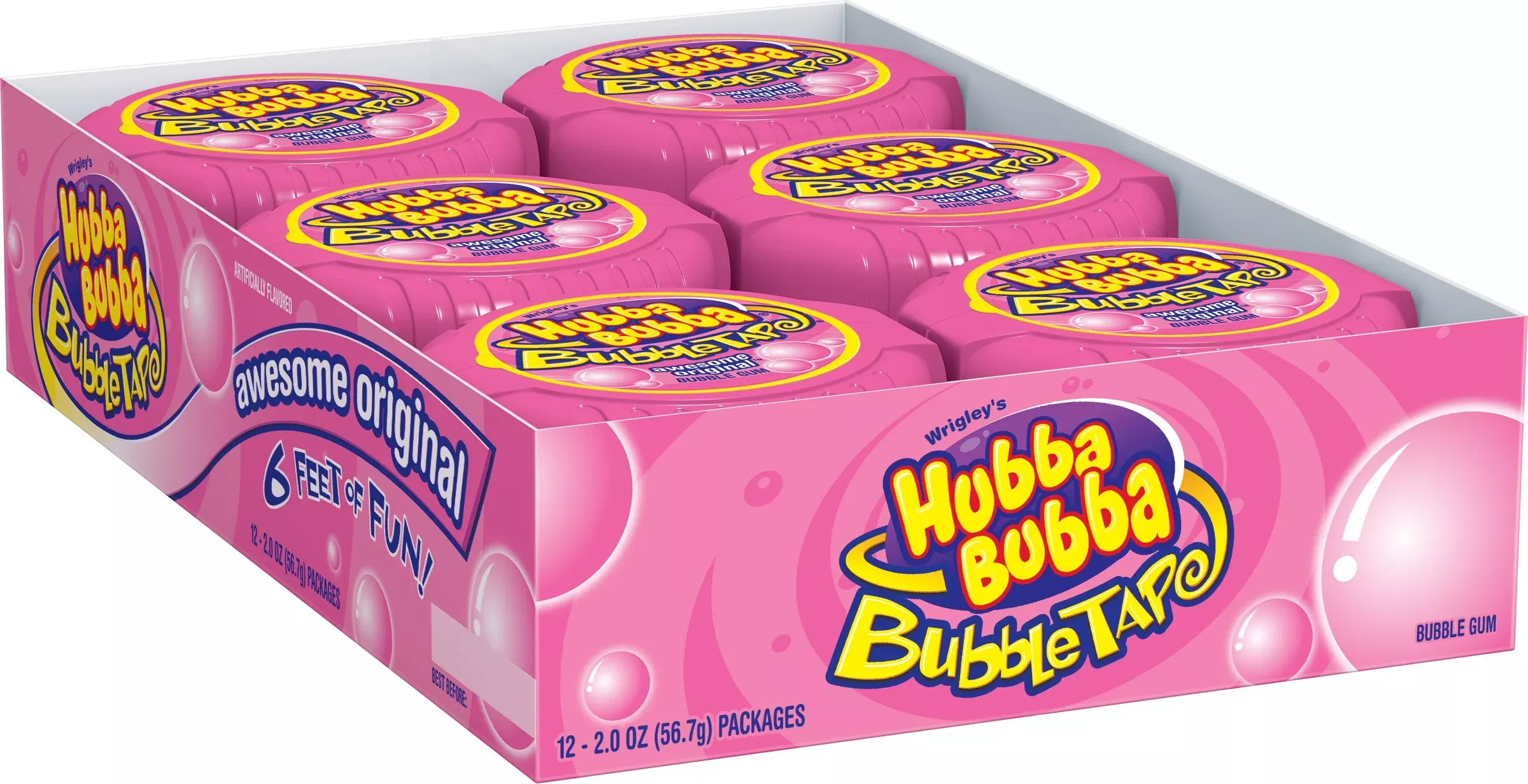 Hubba Bubba Bubble Tape Original, 6-Null Boxes (Pack Of 24)