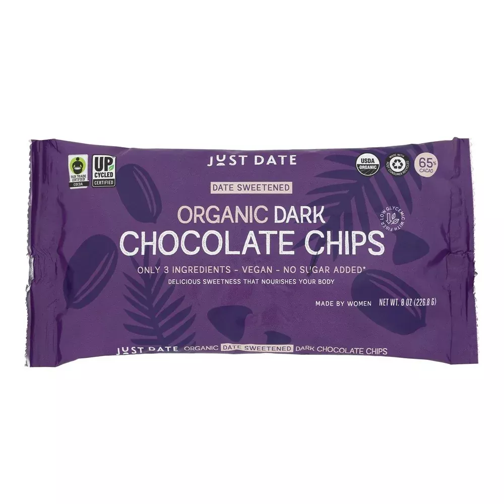 Just Date Syrup - Date Sweetened Organic Dark Chocolate Chips - Case of 6 - 7 Ounce