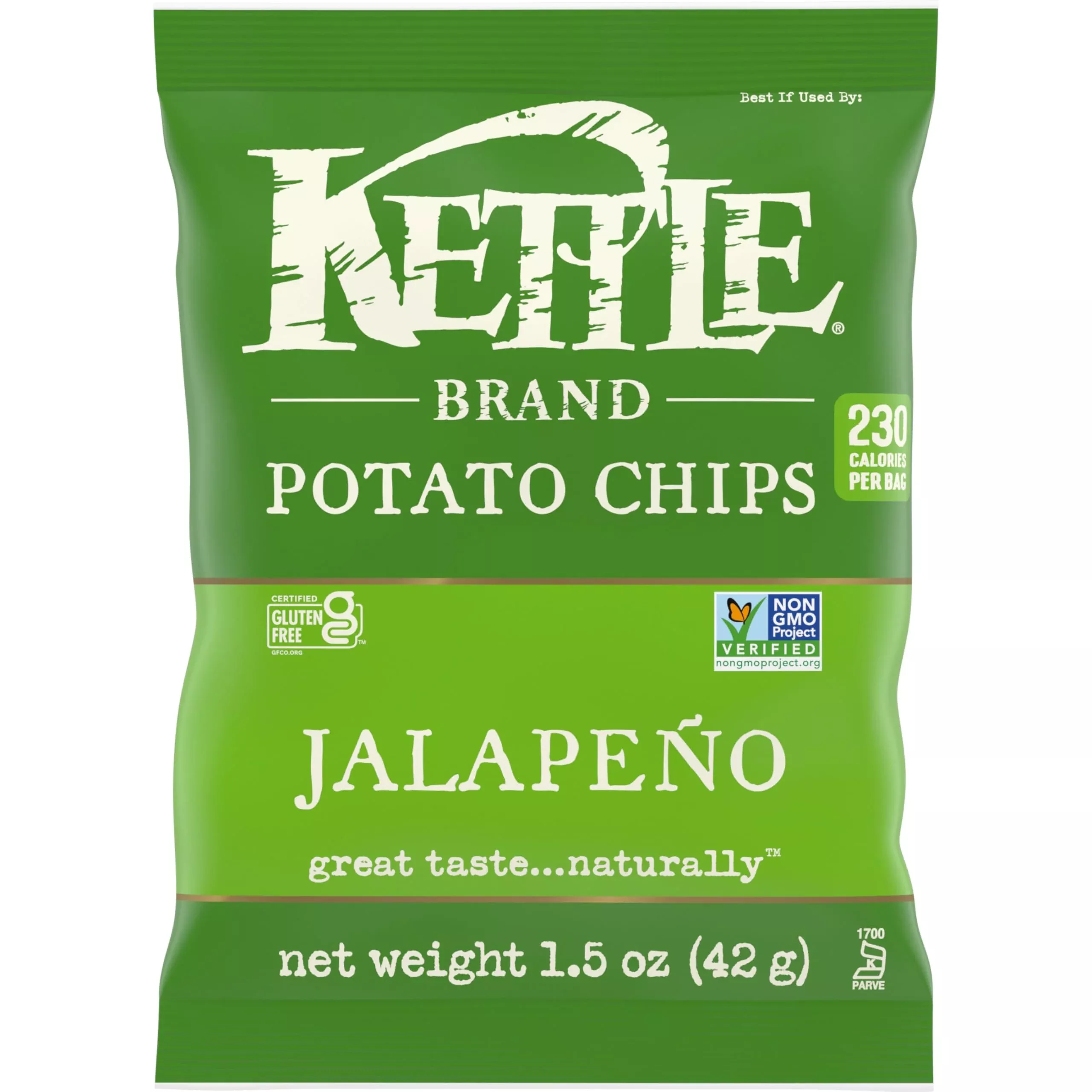 Kettle Brand Potato Chips, Jalapeno Kettle Chips, Snack Bag, 1.5 Oz (Pack Of 24)