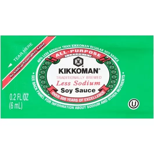 Kikkoman Ml Less Sodium Preservative Free Soy Sauce Packets 6 Ml - 500 Per Case