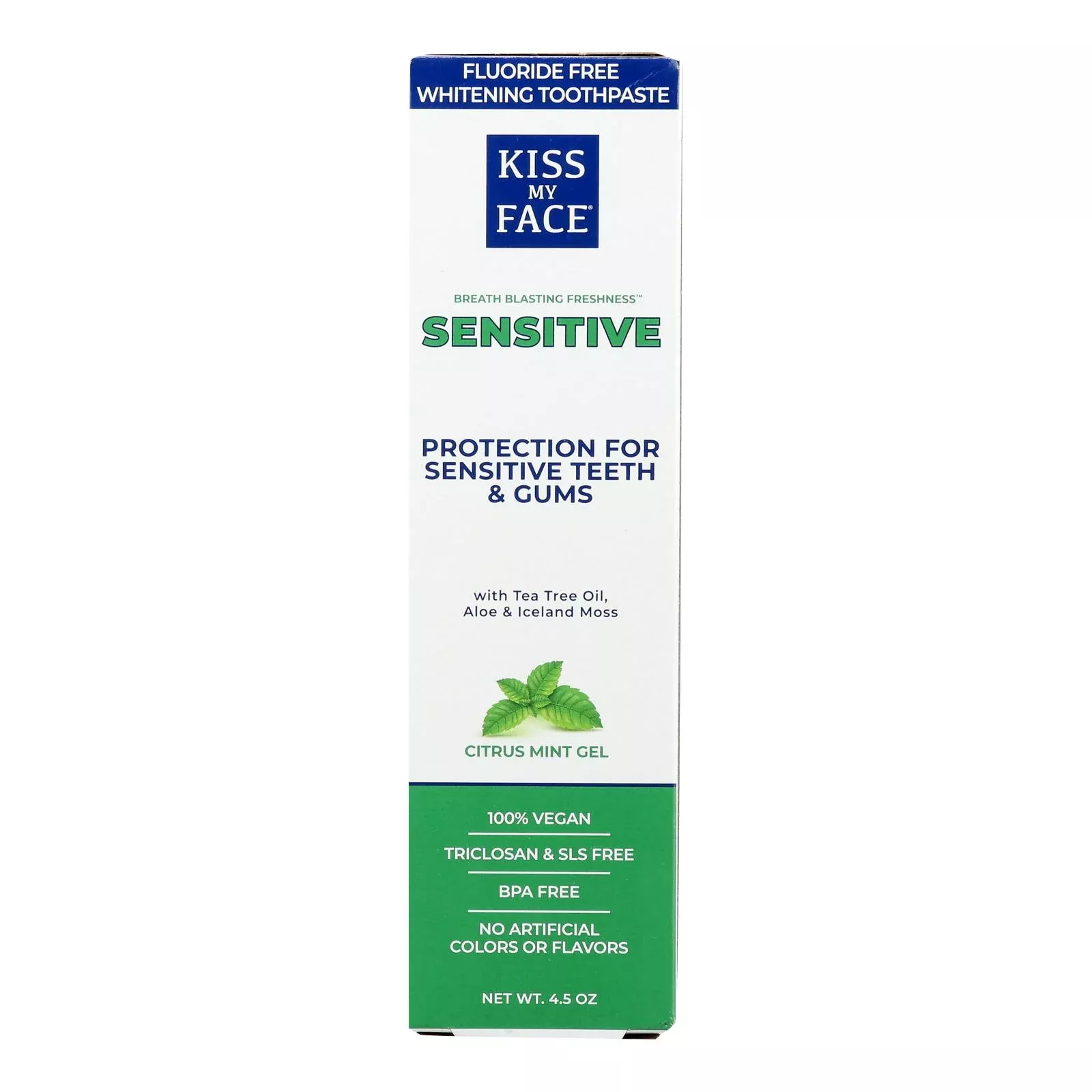 Kiss My Face Toothpaste - Sensitive - Fluoride Free - Gel - 4.5 Ounce