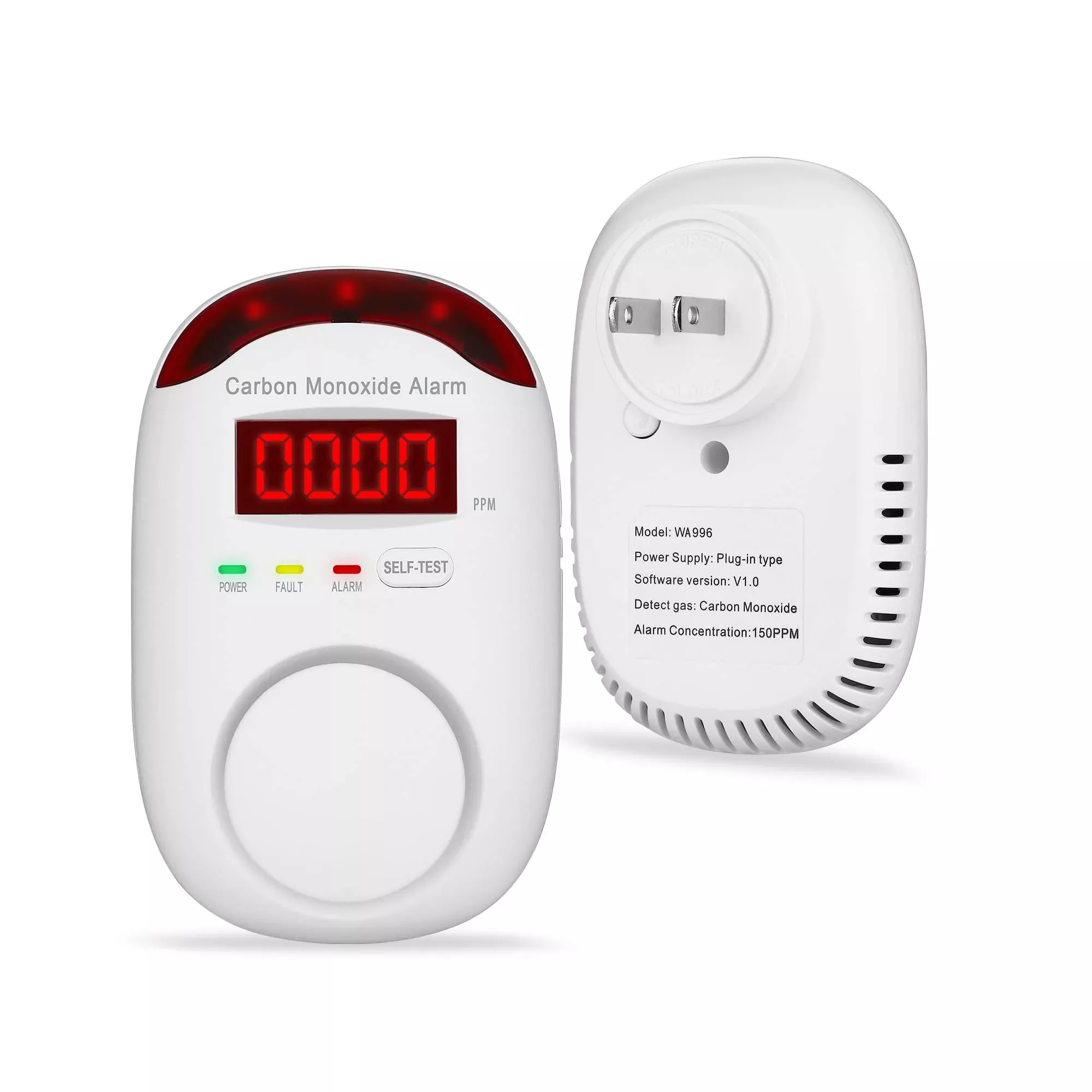 Koabbit Carbon Monoxide Detector - Plug In Co Level Monitor Alarm With